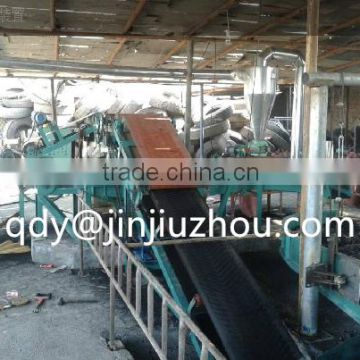 Used tire recycling machine including tire ring cutter,strip cutter ,block cutter , rubber cracker , fiber separator