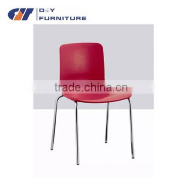 Fashionable simple design wholesale plastic leisure chairs with chromed legs