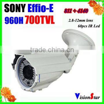 Surveillance color camera outdoor 960h ccd sensor sony Effio-E 700tvl manual zoom lens 2.8-12mm cctv bullet camera