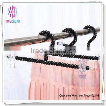 Luxury black acrylic bead plastic clip pant hanger