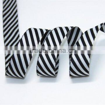 Black white twill polyester ribbon