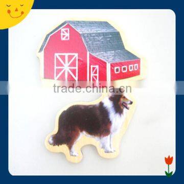 Custom Chicken Dog Design Wood Fridge Magnet Sticker