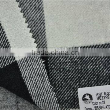 Hot sell high quality cashmere blend acrylic black white check fabric for coats