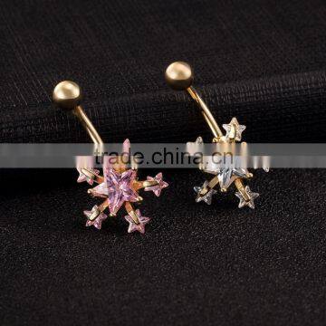 Crystal Ring Body Piercing Belly Bar Barbell