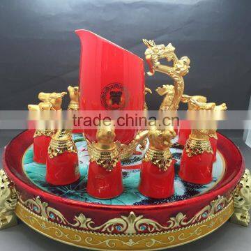 2015 new hight quality products promotional gift 12 Animal Zodiac Red Ceramic wine cups