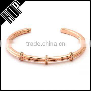 Fashion Hip Hop Rose Gold Brass Bracelet With Crystal