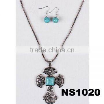 vintage cross pendant necklaces jewelry fashion turquoise cross necklace set