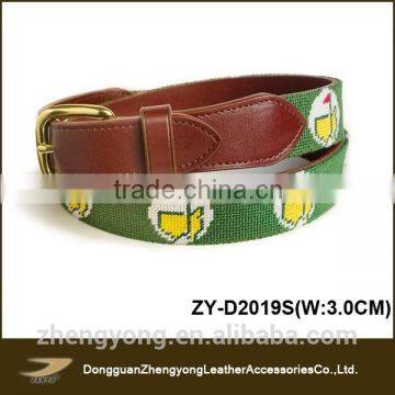 Handmade Leather Belt, Needlepoint Belt