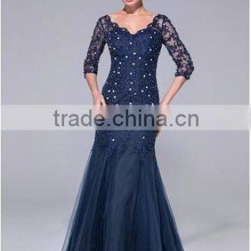 V-neck Floor-Length Tulle Dress With Lace Beading crocotail evening dress prom dress