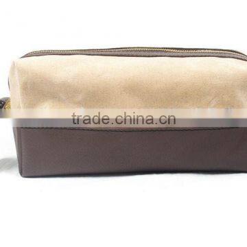 High Quality and Personalized Waxed Canvas and Leather Bag , Waxed Canvas Zipper Pouch With Leather Accents , Waxed Canvas Pouch