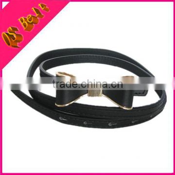 1.2cm wide skinny lady bow buckle fashion faux leather belt