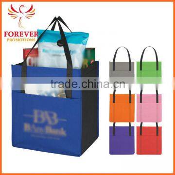 2016 Promotional Non-woven Shopper Tote Bag Custom Logo Printing With Front Pocket