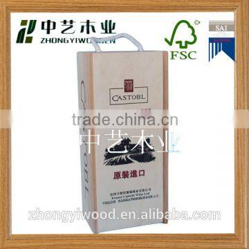 Trade Assurance Custom Inexpensive Single Bottle Wooden Wine Box With Handle
