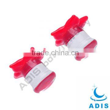 Cute Pretty Girls Red Flower Shape Tranparent Glass Ear Plugs photo-6