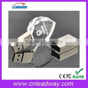 Heart shape crystal usb 3D logo engraved in