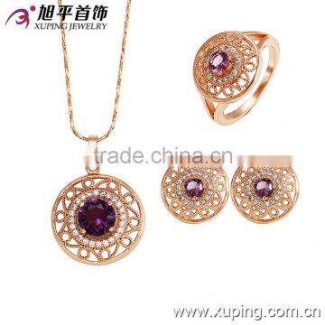 Rose Color Crystal Bridesmaid Clear Necklace Earrings Colorful Zircon Wedding Jewelry Set