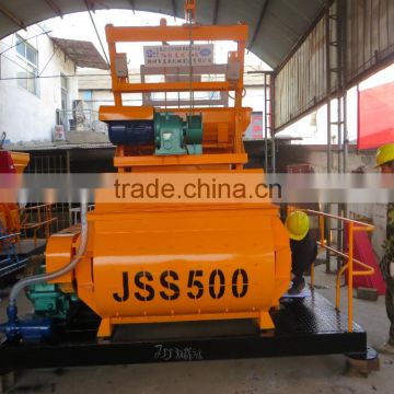 New type spiral twin-shaft concrete mixer machine JSS500 , more efficiency, more movable concrete mixer machine