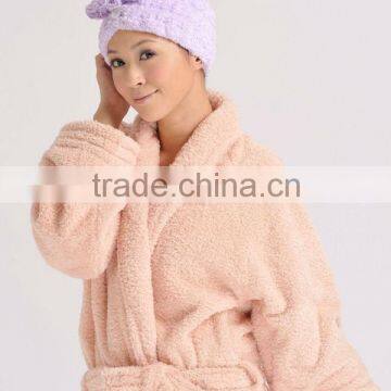 2015 100% Polyester Plush Microfiber Bathrobe for women