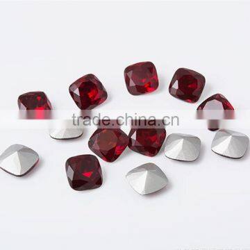 full color and size top quality super shine dk.siam square shaped 10x10 mm sewing stones for clothing                        
                                                Quality Choice