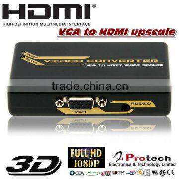 Home Audio Video Favorite Plastic Case VGA +Stereo Audio to HDMI Converter Box Adapter with Scaler