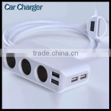 3 Socket Splitter Adapter For Mobile Phone Use And Electric Type 4 Usb Car Charger