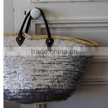 cheap shining lady sequin paper straw beach bags