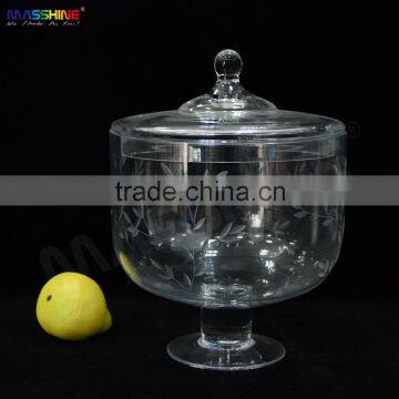 Transparent Mouth Blown Glass Storage Jar
