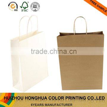 Wholesale round tape paper kraft bag packaging shopping bag