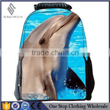 Cute dolphin school bags of high quality breathable green felt ridge animal Backpack