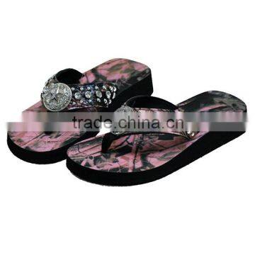 Women Camo Flip Flops Western Star Camouflage Slipper Rhinestone Sandals