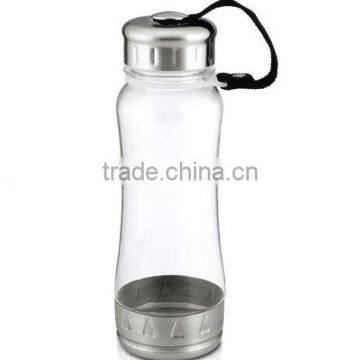 AS plastic water bottle with stainless steel lid and bottom