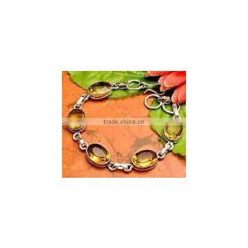 silver plated citrine bracelet