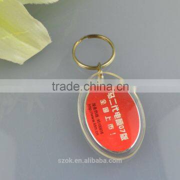 Give away acrylic customized round fashion pastic key chain wholesale