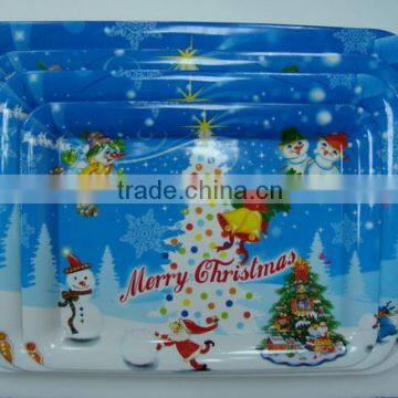 4pcs Flower Design Christmas Design Tableware Plastic Tray