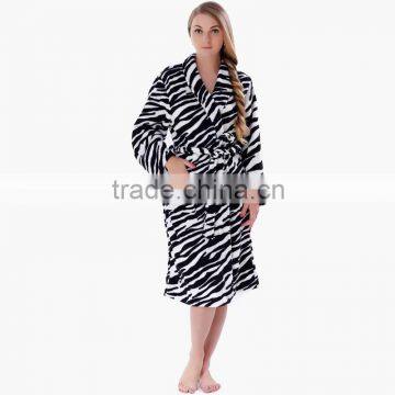 polyester printed coral fleece sleeping robe for women