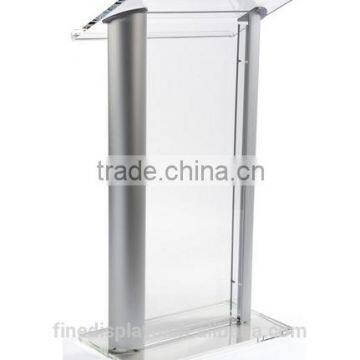 Acrylic Podium for Floor with Clear Surface & Silver Aluminum Sides(PA-B-142)