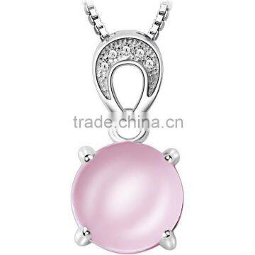 fashionable design new elegant 925 sterling silver natural rose quartz pendant