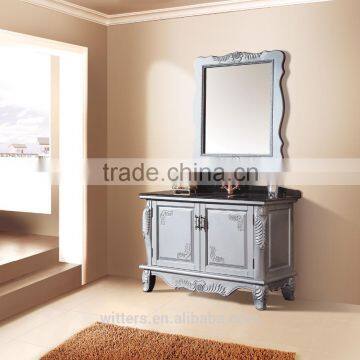 Dark grey modern bathroom cabinet design with mirror WTS258