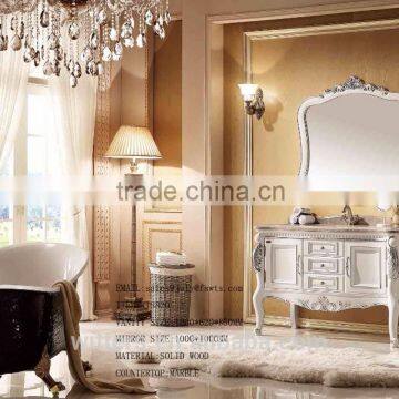 Antique Wooden Bathroom Vanity Furniture in White With Mirror WTS345 photo-3
