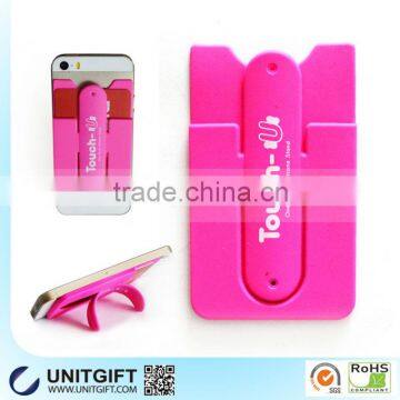 Sticky cellphone card poket Touch U mobile phone stand with silk print logo