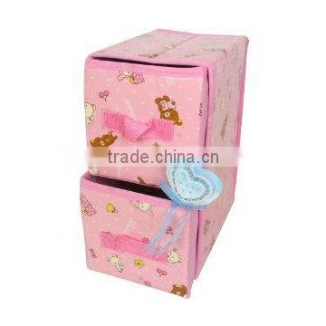 Newest fashion foldable decorative fabric cd storage drawer with two drawer