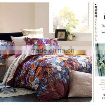 100% cotton reactive printed brushed fabric 3D bed sheet set wholesale