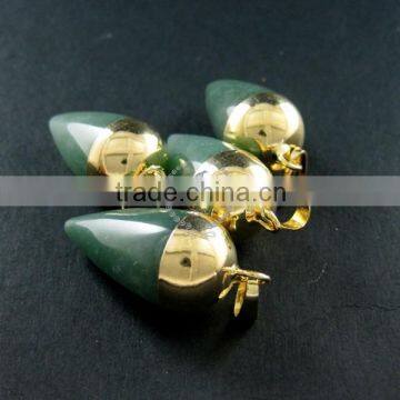 15x30mm Water Drop Shape Gold Plated Green Aventurine Jasper Jade Power Stone Pendant Charm DIY Supplies 1850208 photo-3