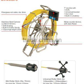 120M Fiberglass Cable 7'' TFT LCD Monitor CCTV Pipe Inspection Camera System/Drainage Camera Inspection With Meter Counter