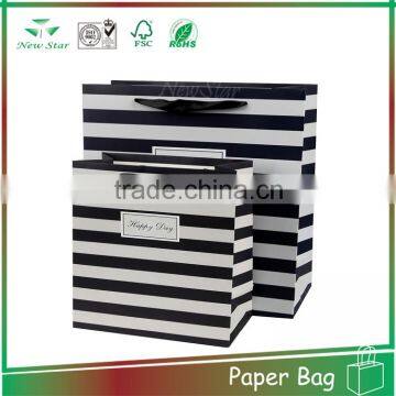 hot new products cmyk stripe coated kraft gift paper bag