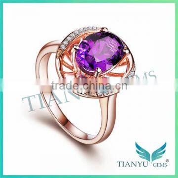 18K Yellow Gold Cubic Zirconia Rings, 8*10mm Oval Cut L-Purple Loose CZ Stones Price photo-5