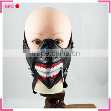 Leather mask with zipper, for party custom mask maker