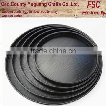 round black wooden tray for hotel