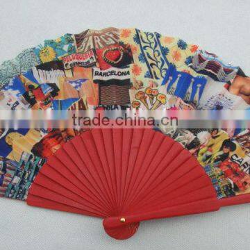 painted wooden with fabric spanish fan