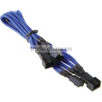 Y-cable 3 x 3 Pin Fan Adapter Wire Sleeved Cable 60cm Blue / Black
